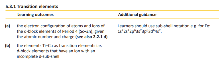 Specification reference