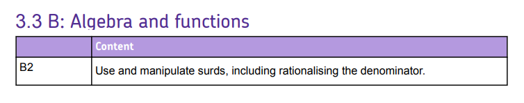 Specification reference