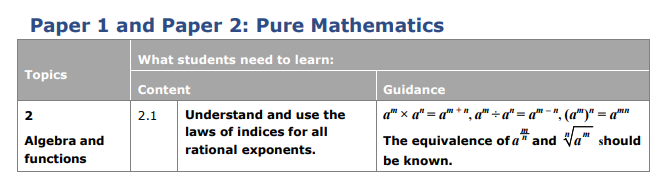 Specification reference