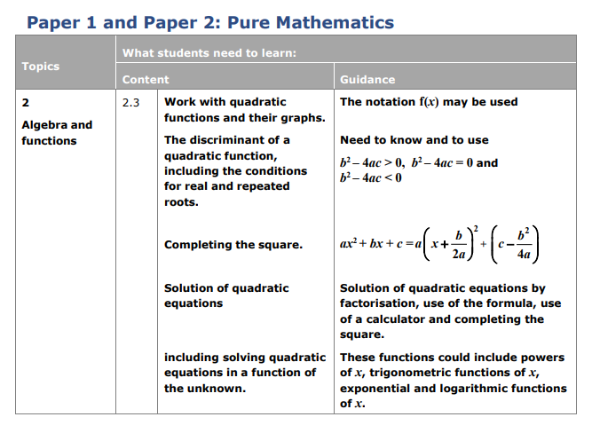 Specification reference