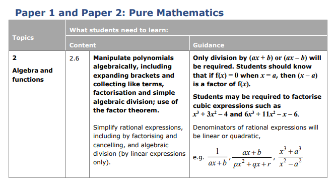 Specification reference