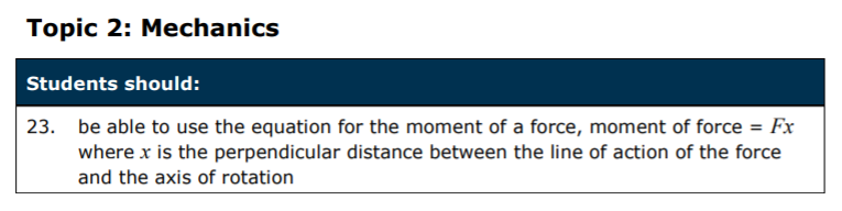Specification reference